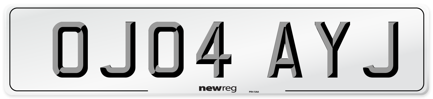 OJ04 AYJ Number Plate from New Reg